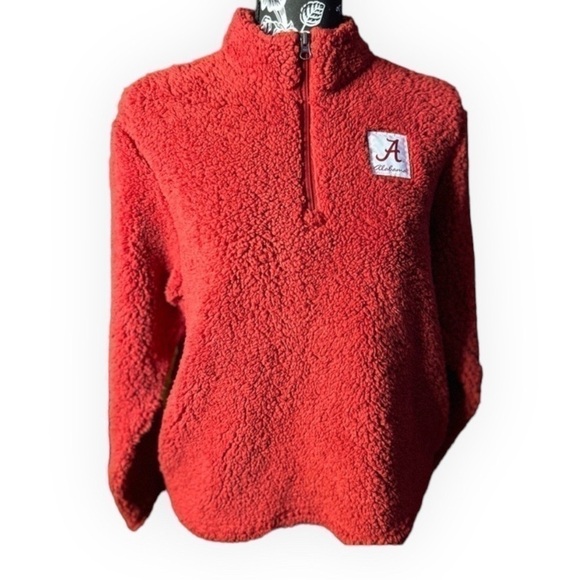 Women's Crimson Alabama Crimson Tide Sherpa Quarter Zip Pullover Jacket - Picture 3 of 12
